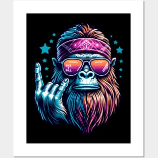 Bigfoot Sasquatch Loves Rock And Roll Posters and Art